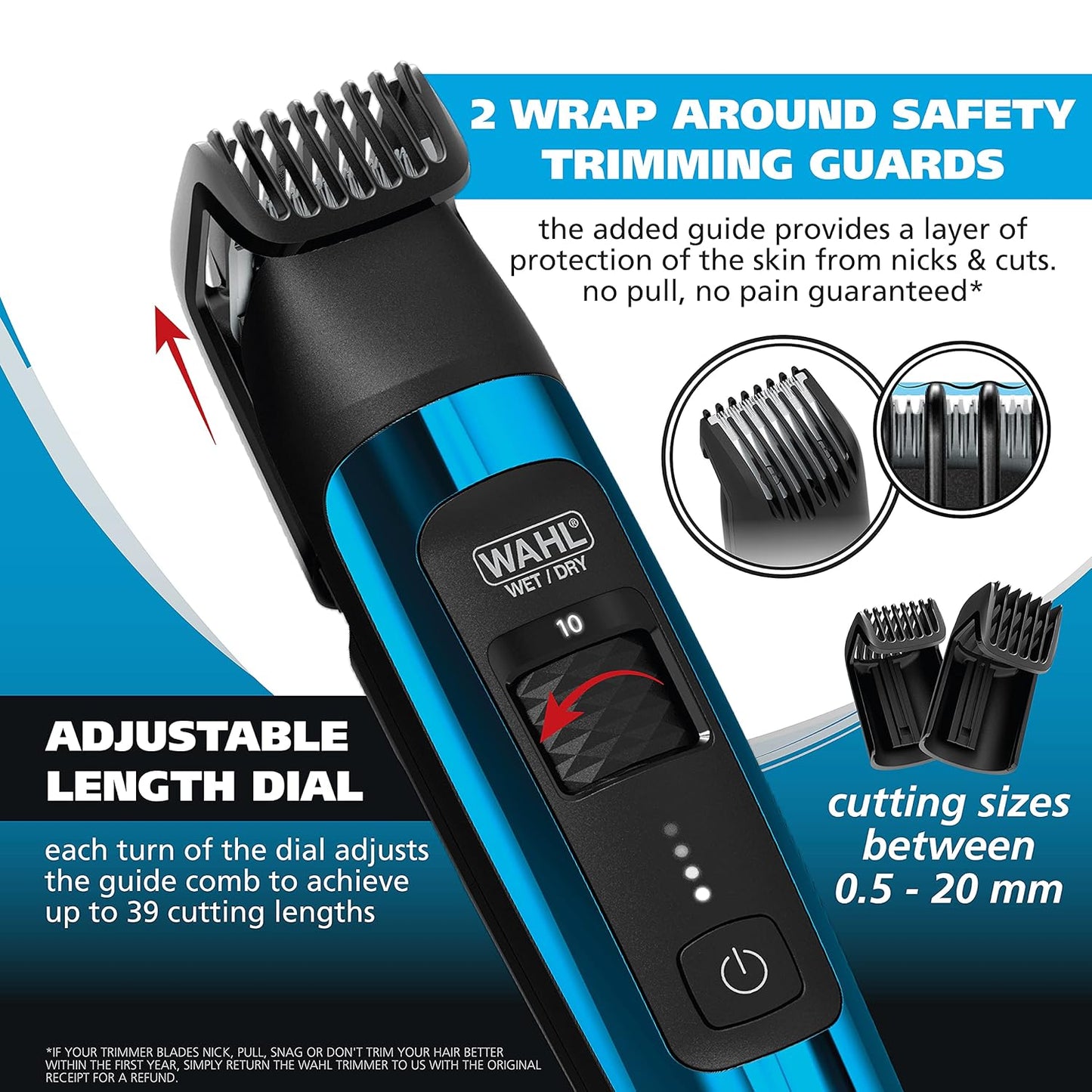 Wahl Manscaper® Total Body Grooming and Your Hair Down There Rechargeable Deluxe Hair Trimmer and Shaver with Safe-Touch Detachable Stainless Steel Precision Blades - Model 5708