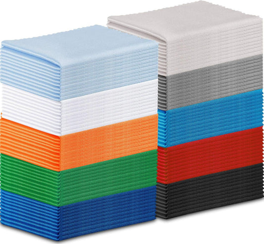 Frienda 100 Pieces Microfiber Cleaning Cloths 7 x 6 Inch Screen Microfiber Optical Cleaning Cloths for Smart Phones Laptops Tablets Lens TV Camera Lens Eyeglasses Glass