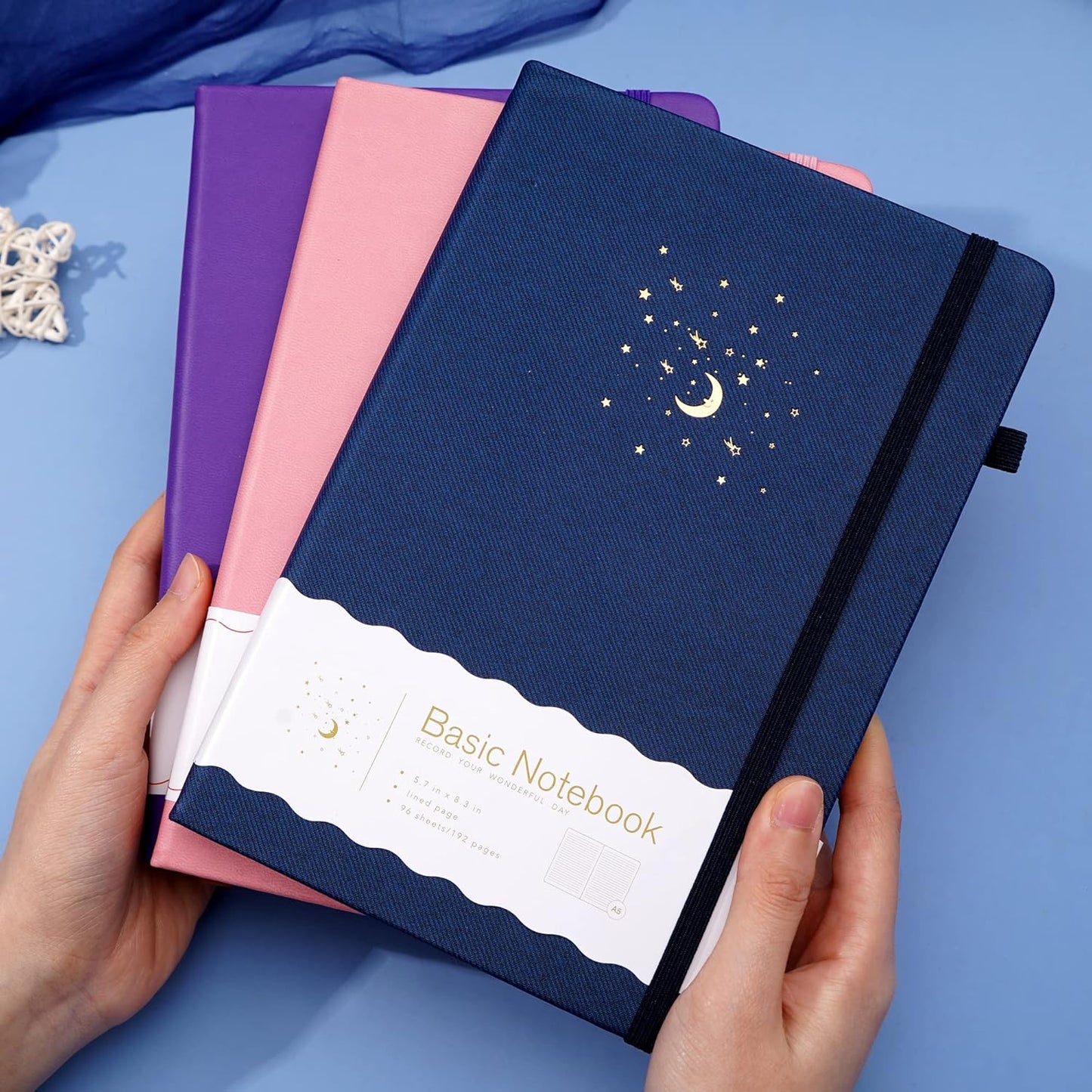 CAGIE Lined Journal Notebook for Work, Hardcover Notebook Journal with Pen Loop, A5 Notebook Journal Cover, Medium 5.7" x 8.3", (Blue Ruled), Gifts