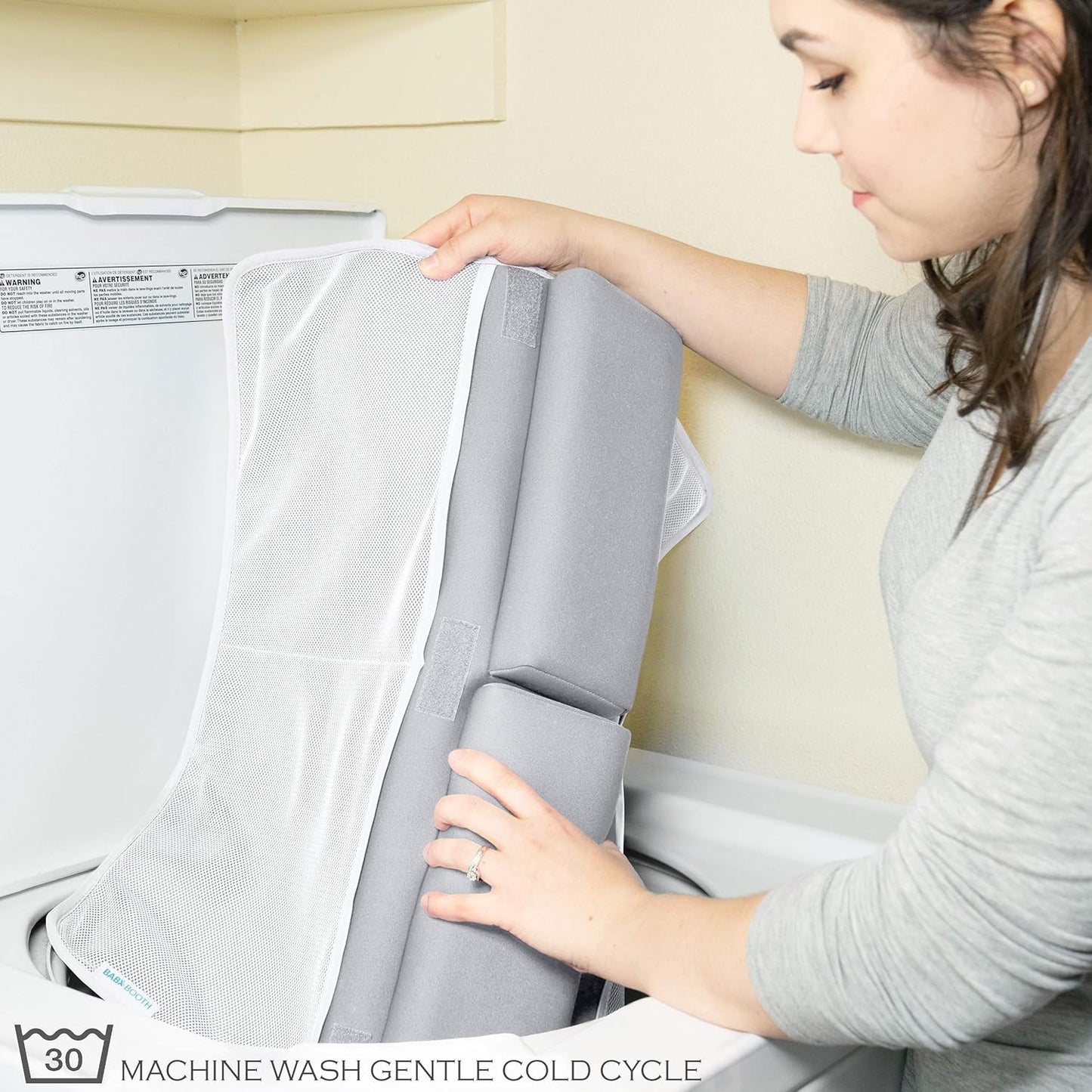 Bath Kneeler and Elbow Rest Pad, 1.75 inch Extra Thick Baby Bath Kneeling Pad and Elbow Pad for Bathtub. Bath Tub Elbow Pad with Infant Toy and Baby Accessories Organizer, Grey