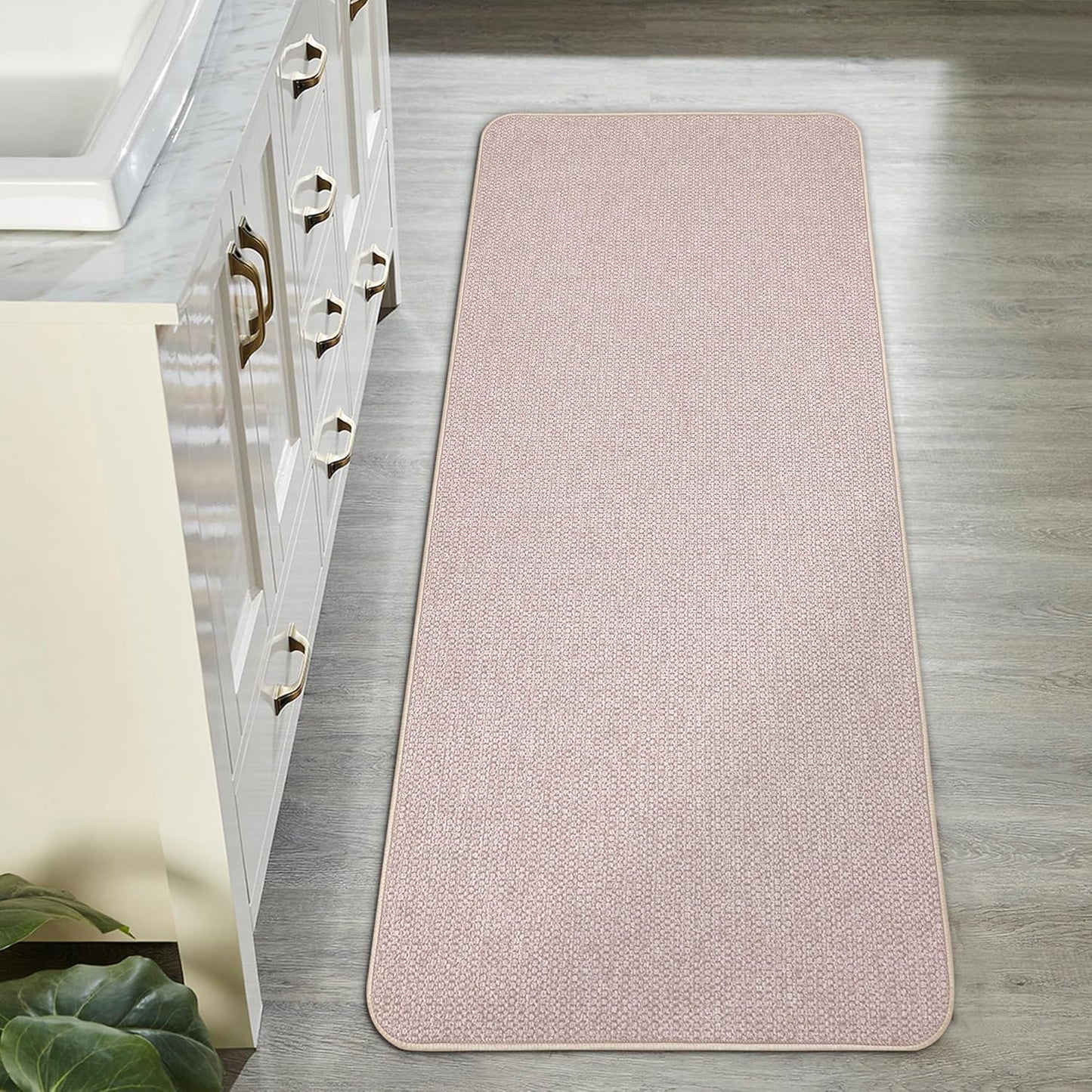 Bath Mat,Ultra Thin Bathroom Runner Rugs,Large Bath Mats for Bathroom,Quick Dry,Non-Slip,Machine Washable,Low Pile,Bath Rug,Shower Outside,Sink,Home Decor Accessories.Beige,1'9"x3'11"(21x47inch)