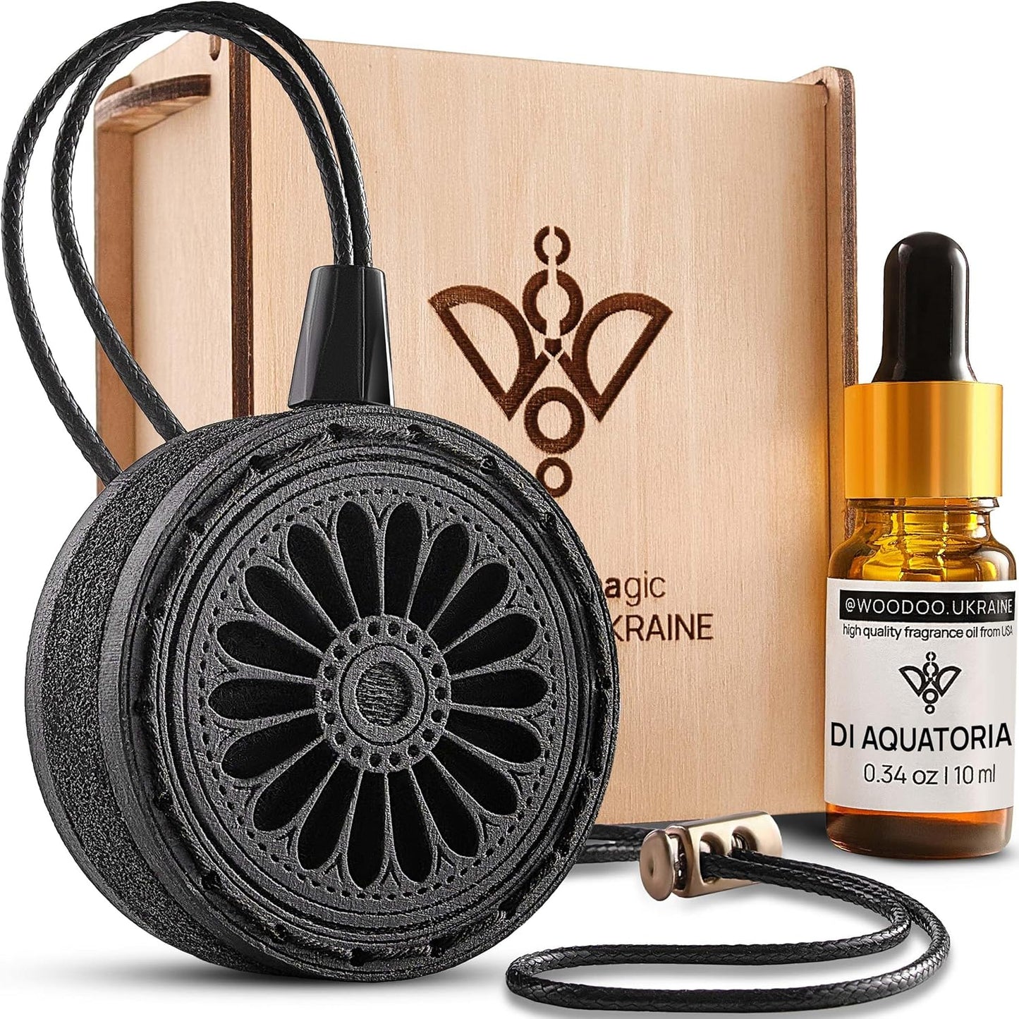 Wood Car Air Freshener — Handmade Air Freshener — Best Wheels Aromatherapy Fragrance Oil Diffuser in Wooden Gift Box — Ready To Gift Set with diAquatoria Fragrance Oil - 10 ml