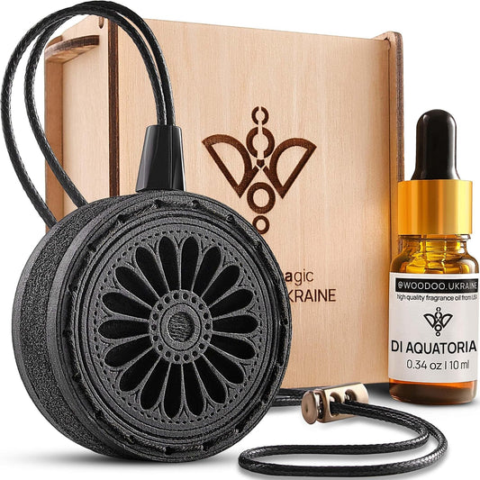 Wood Car Air Freshener — Handmade Air Freshener — Best Wheels Aromatherapy Fragrance Oil Diffuser in Wooden Gift Box — Ready To Gift Set with diAquatoria Fragrance Oil - 10 ml
