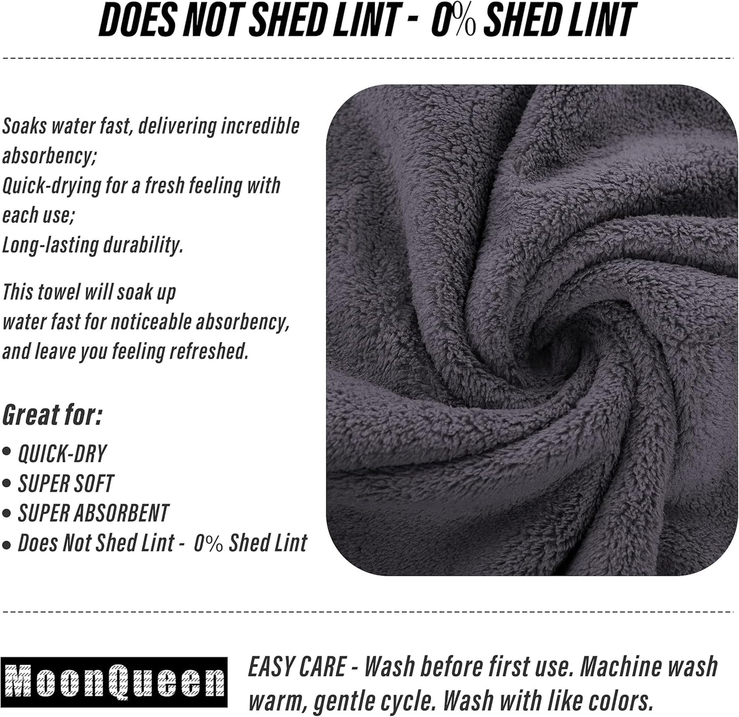 MOONQUEEN 6 Pack Premium Hand Towels - Quick Drying - Microfiber Coral Velvet Highly Absorbent Towels - Multipurpose Use as Hotel, Bathroom, Shower, Spa, Hand Towel 16 x 28 inches (Gray)