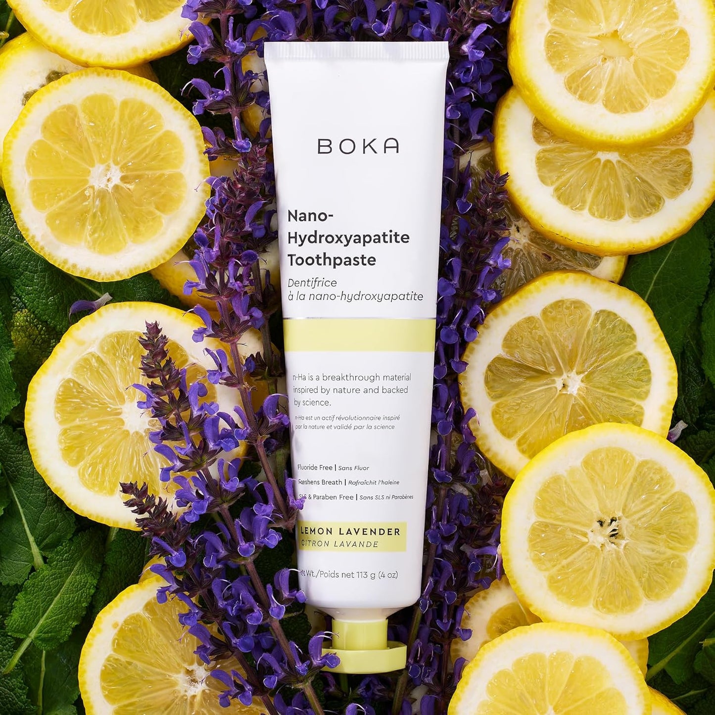 Boka Fluoride Free Toothpaste, Nano Hydroxyapatite Toothpaste, Appropriate for Sensitive Teeth - for Adult, Kids Oral Care - Lemon Lavender Flavor, 4 Fl Oz 3Pk US Manufactured