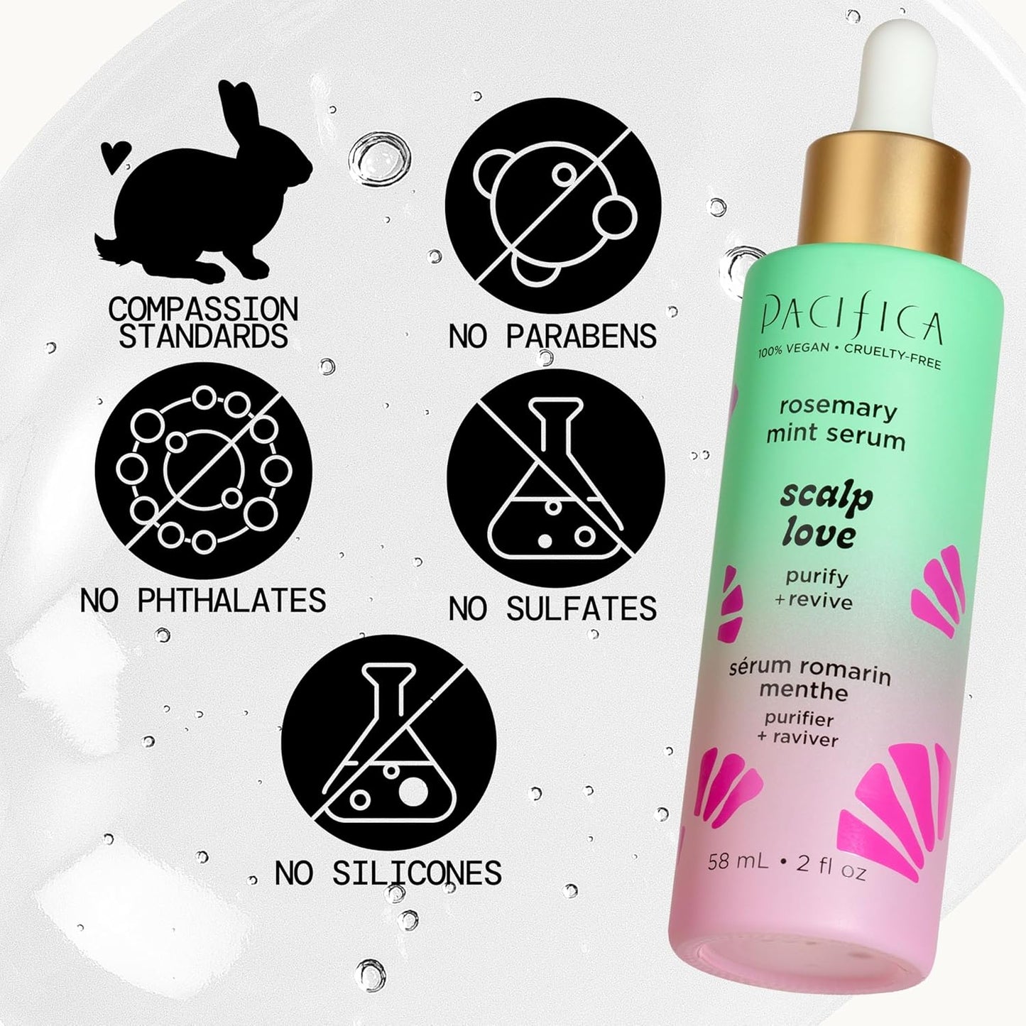 Pacifica Serum and Scalp Scrub Set – Rosemary Mint Scalp Love with Witch Hazel for Detox and Dry Itchy Scalp Relief, Vegan & Cruelty-Free, 2 oz & 4 oz (Set of 2)