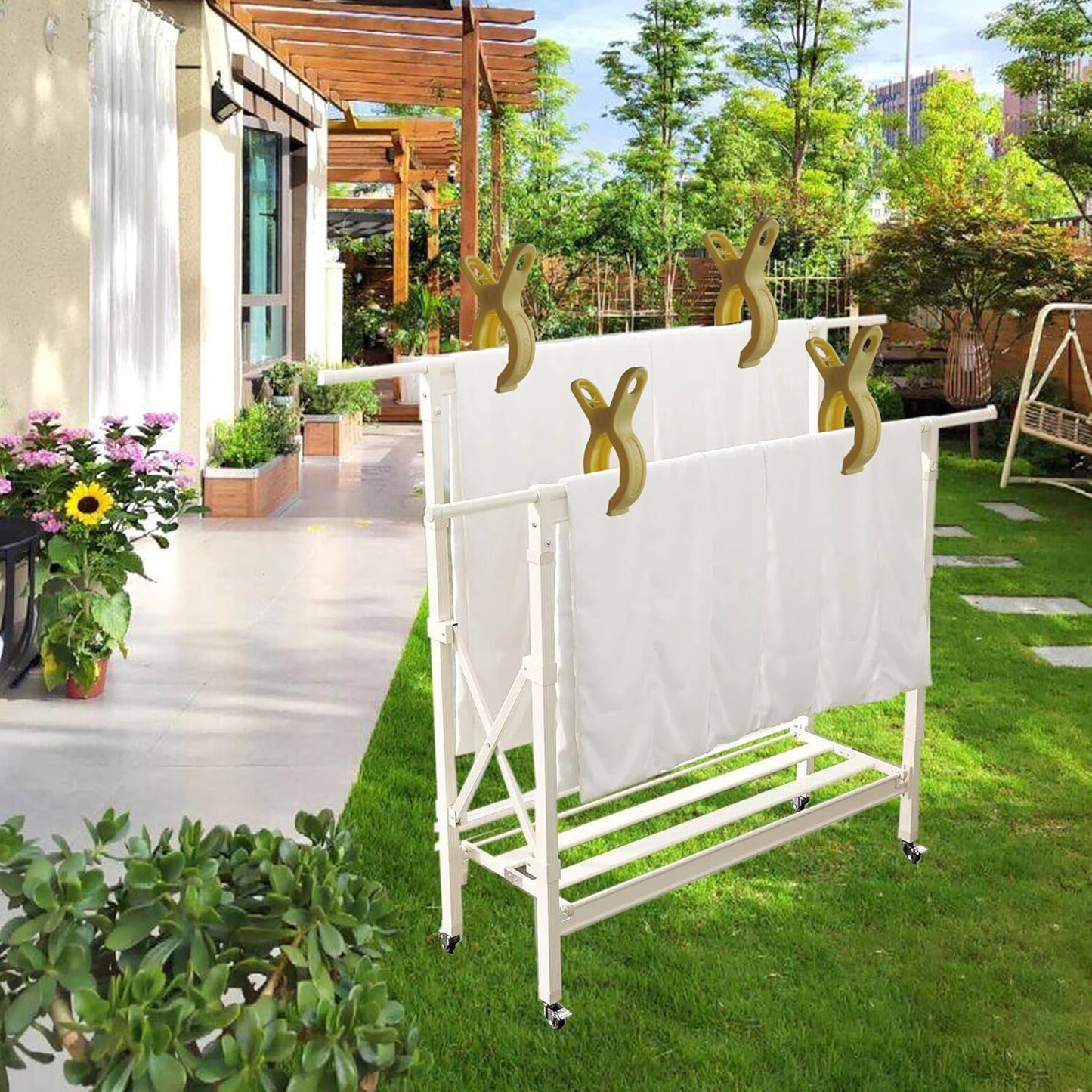 Plastic Clothes Pins Spring Clips Heavy Duty Laundry Clothespins Beach Towel Clips Clothes Pins Air-Drying Clothing Pin ,Set of 8 (Yellow)