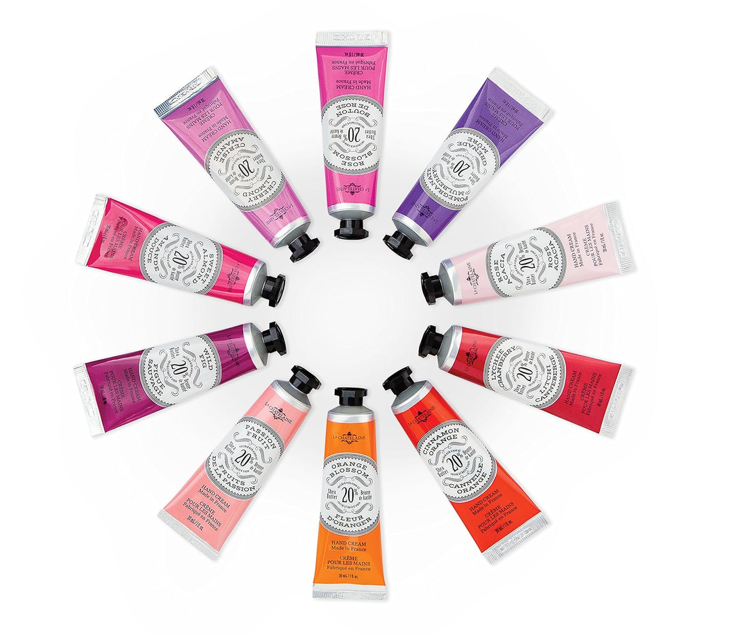 La Chatelaine 20% Shea Butter Hand Cream, Travel Size, Organic Argan Oil, Moisturizing, Nourishing, Repairing, Extra Rich, Non-Greasy, Made in France, Paraben Free, 1 oz/ 30ml (Cherry Almond)