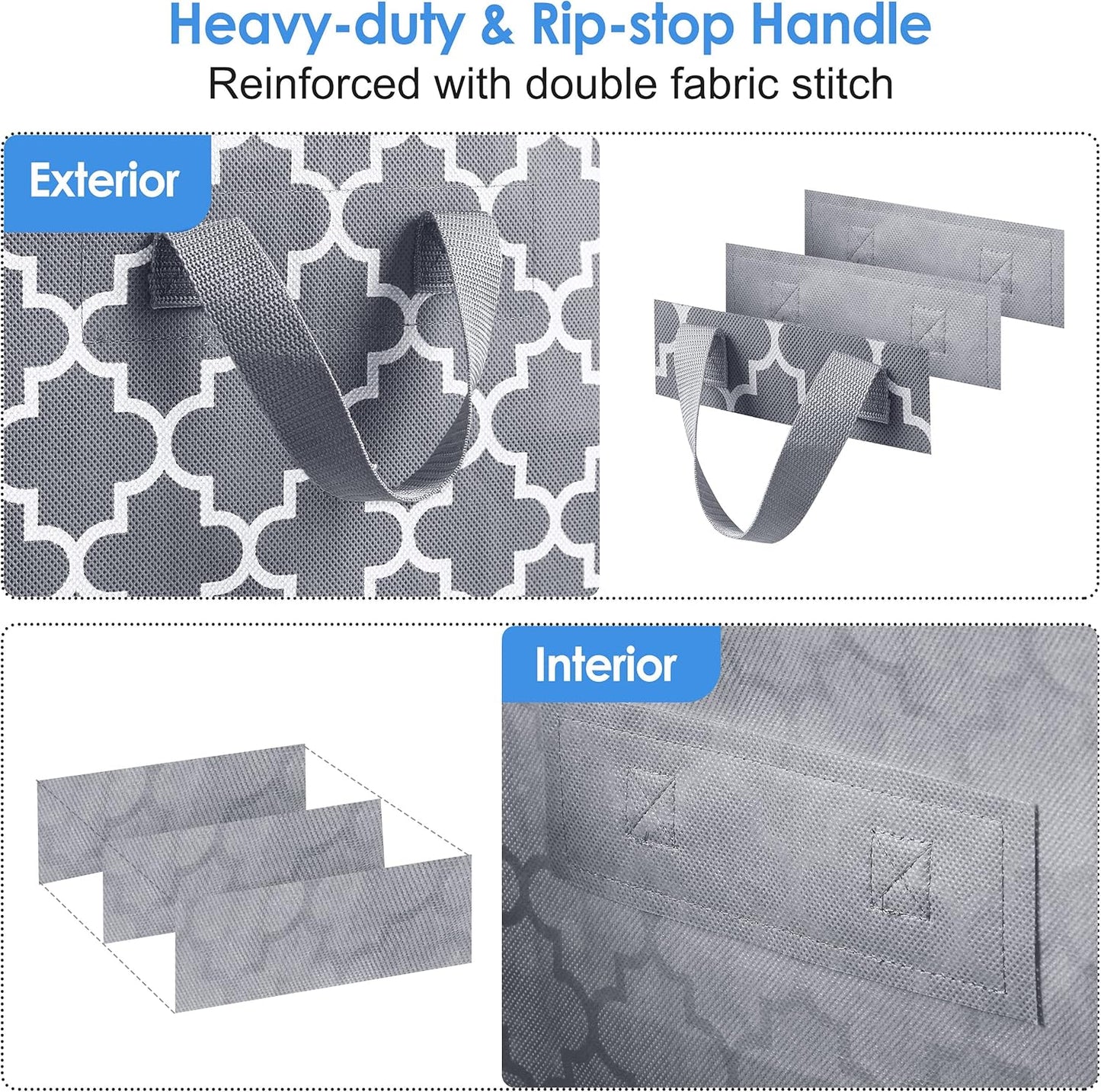 WISELIFE Storage Bags 4 Pack/100L Large Blanket Clothes Organization and Storage Containers for Comforters,Bedding, Foldable Organizer with Reinforced Handle, Clear Window, Sturdy Zippers,Light Gray