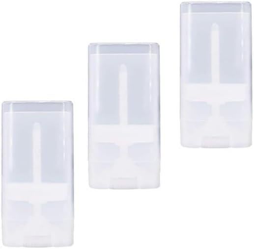 3 Pack Clear Plastic Oval Deodorant Containers - 15ml Twist-Up Lip Balm Tubes for DIY Lipstick, Crayon, Chapstick, and Aromatherapy-BPA Free,Empty Reusable Tubes with Caps for Beauty and Personal Care