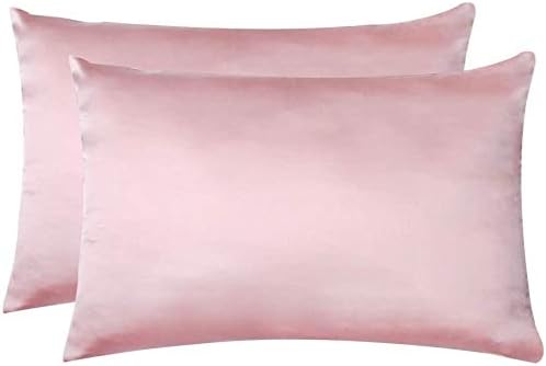 100% Mulberry Silk Pillowcases Set of 2 for Hair and Skin and Super Soft and Breathable Queen Size Nature Silk Pillowcases (Queen, Pink)