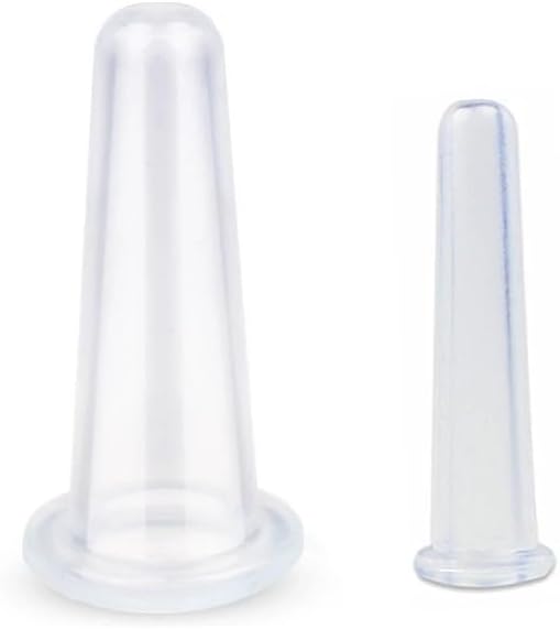 4 Pieces Facial Cupping Therapy Set Anti Cellulite, Silicone Vacuum Cupping Cups for Face and Eye Cupping Massage Manual Back Massagers (2 Small + 2 Large) (Transparent 2PCS)