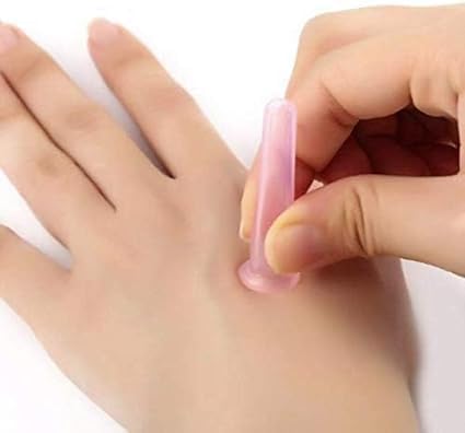 4 Pieces Facial Cupping Therapy Set Anti Cellulite, Silicone Vacuum Cupping Cups for Face and Eye Cupping Massage Manual Back Massagers (2 Small + 2 Large) (Pink)