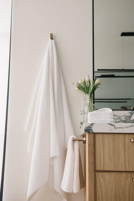 Cozy Earth Ribbed Bath Towel Set - 60% Cotton 40% Viscose from Bamboo Bathroom Towels - Soft & Absorbent Textured Ribbed Pattern - 2 Pack White