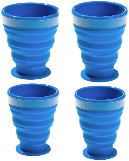 Collapsible Silicone Cup for Camping and Backpacking - Camping Dishware Gear Essentials in Blue (Made by Caddis Sports) (4)