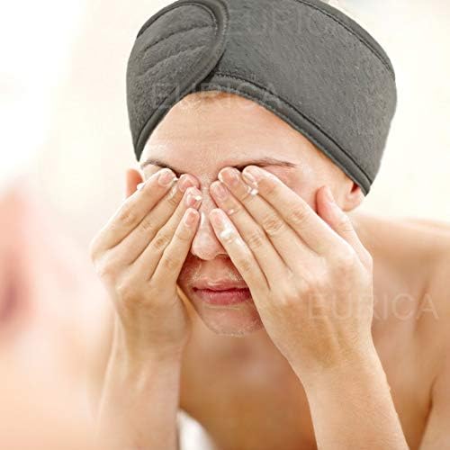 EUICAE Hair Wrap Headband, 6 Pack Non-slip Stretchable Washable Makeup Headband for Face Wash Facial Treatment Sport Fits All, Thicker Soft Terry Cloth Absorbs Liquid Quickly, Gray
