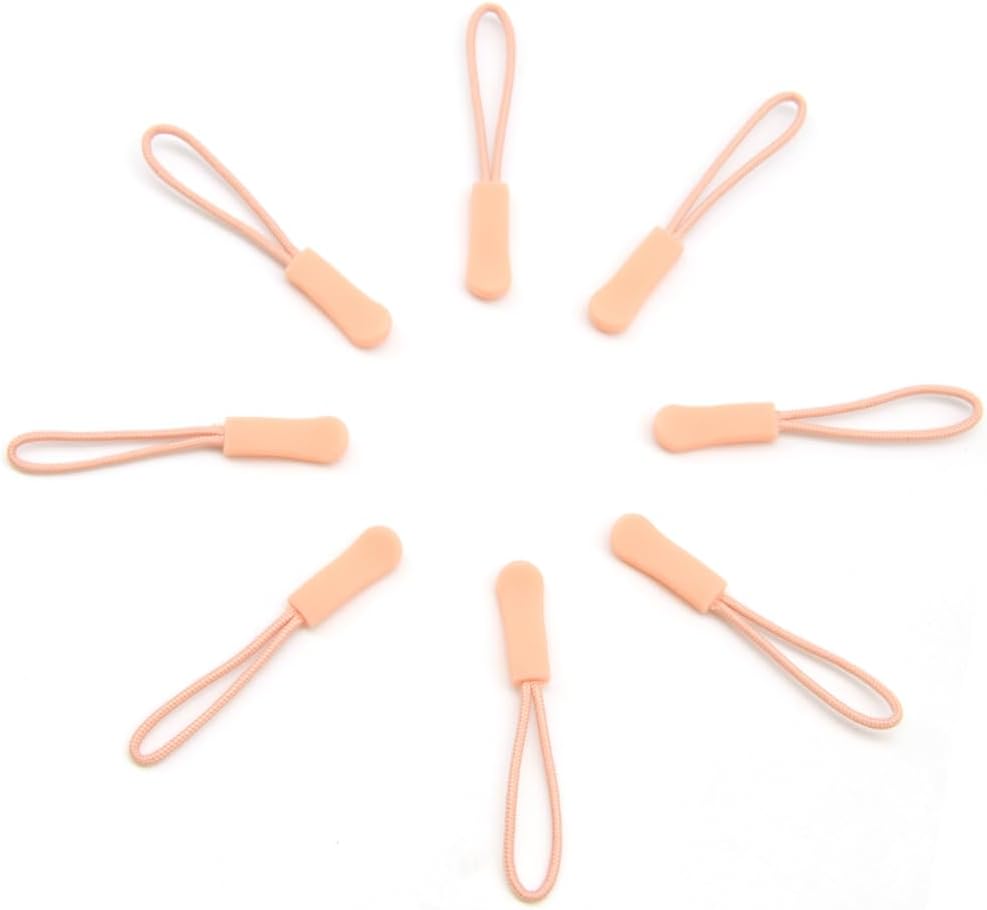 Ruidee 50 Pieces Zipper Pulls Zipper Tabs Zipper Pull Cord Extender Replacement Zipper Pulls for Backpacks, Jackets, Luggage, Purses, Handbags（Light Flesh Pink）