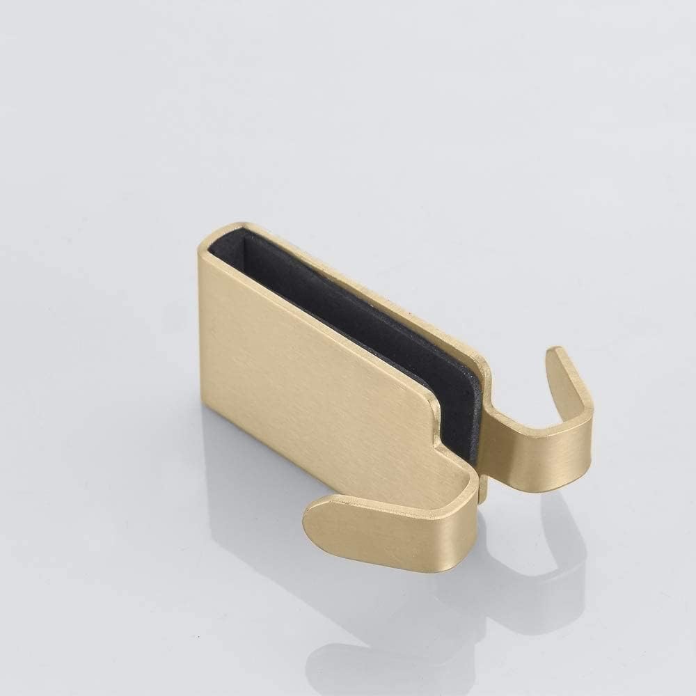 Double Hooks for Glass Shower Door, Towel Hooks Over The Bathroom Glass Wall 0.31-0.39in, Stainless Steel, Gold,2 Pack.