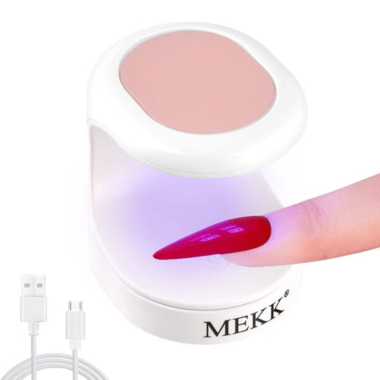 MEKK Mini UV Light for Gel Nails,16W Single Finger UV LED Nail Lamp,Portable Small Professional Flash Cure Lamp,Compact Design for Home and Salon -Pink