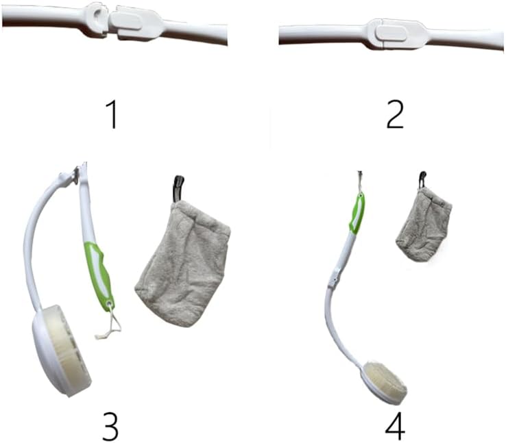 Back Scrubber Bath Brush for Shower Curved Long Handle, Foldable Handled Shower Body Brush Whith Absorbent Microfiber Bag Can Quickly Dry Your Back