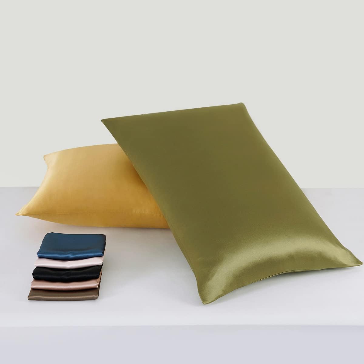 25 Momme Premium Mulberry Silk Pillowcase for Hair and Skin | Handcrafted Hypoallergenic & Anti-Acne Green Silk Pillow Cases with Zipper | Queen - 20" x 30", Jungle