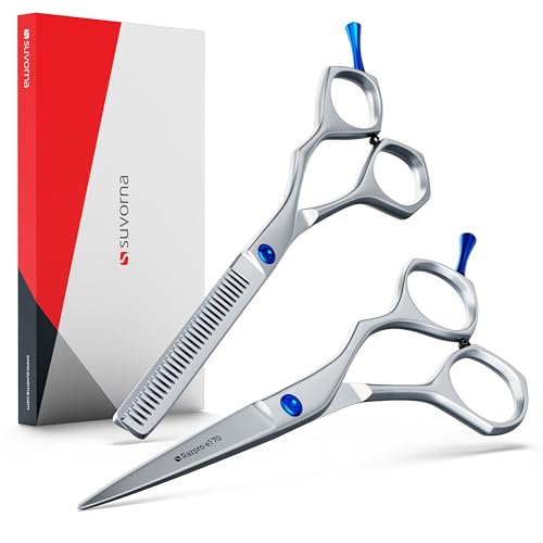 Suvorna Hair Cutting Scissors with Thinning Shears for Hair Cutting | 6.5" Japanese Steel Hair Scissors Professional | Right Hand haircut scissors for Cutting & Layering | Hair Shears for Women & Men