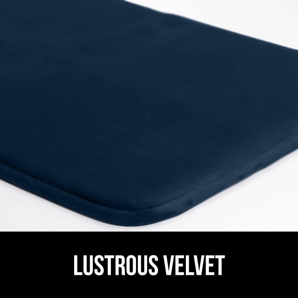 GORILLA GRIP Memory Foam Bath Rugs, Soft Absorbent Velvet Bathroom Mats, Durable Dots on Underside, Machine Washable Bathmat, Carpet Rug Room Decor for Shower Floor, 48x24 Mat, Navy Blue