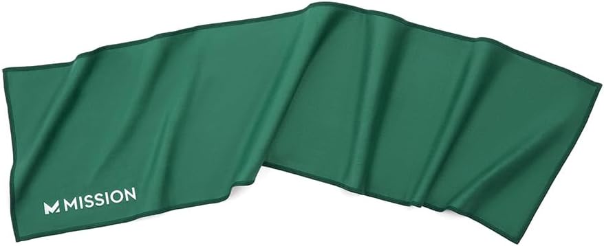 MISSION On-The-Go Cooling Towel - Soft, Lightweight Fabric - Cools Up to 2 Hours - UPF 50 Sun Protection - Machine Washable (Green)