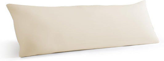 Muslin Body Pillowcases 100% Cotton, 1 Pack Linen Like Pillow Shams with Zippered Closure, Ultral Soft and Breathable Pillow Case Covers, Off-White, 20" X 54", No Filling