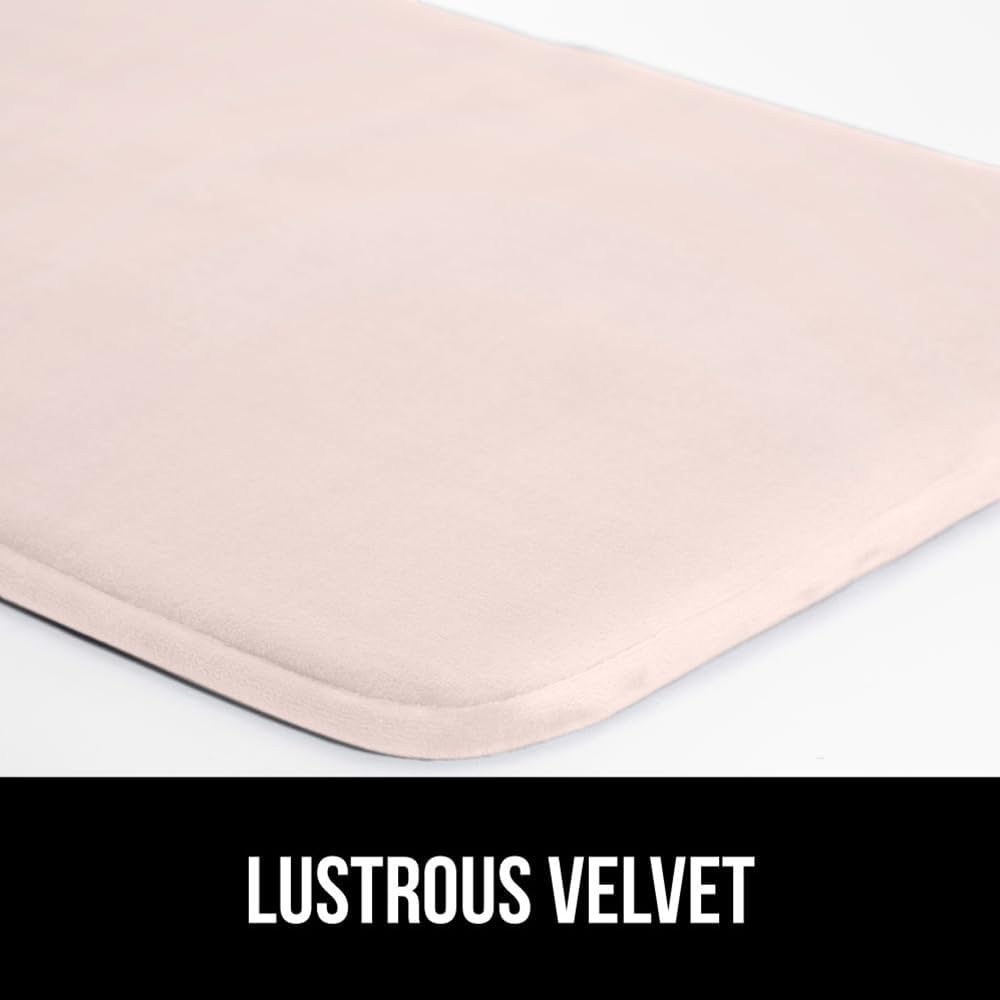 GORILLA GRIP Memory Foam Bath Mat, Soft Absorbent Velvet Bathroom Mats, Durable Dots on Underside, Machine Washable Bathmat, Carpet Rug Room Decor for Shower Tub Floor RV, 30x20 Rugs, Pink