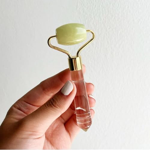 Mei Apothecary Mini Jade Face Roller - Authentic Jade Roller for Tension Relief, Puffiness & Radiant Skin, Relaxing Face Massager for All Skin Types
