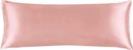 BEDELITE Satin Body Pillow Cover, Super Soft and Cooling Body Pillow Pillowcase for Hair and Skin, Breathable Silky Full Long Pillowcase Cover(20"x54", Rose Pink)