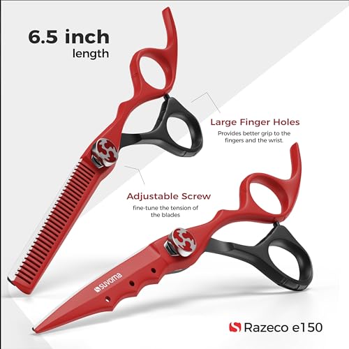 Suvorna 6.5" Hair Scissors Professional with Thinning Shears for Hair Cutting - Sharp Razor Edge Hair Cutting Scissors to Cut Hair - Barber Scissors for Hair Cutting - Hair Shears for Women and Men