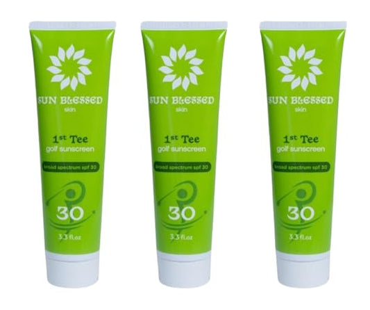 1st Tee Golf Sunscreen Lotion by Sun Blessed Skin, SPF 30 Odor Free, Lightweight and Grease Free Formula, Water and Sweat Resistant for all Skin Tones and Skin Types, 9.9 fl oz