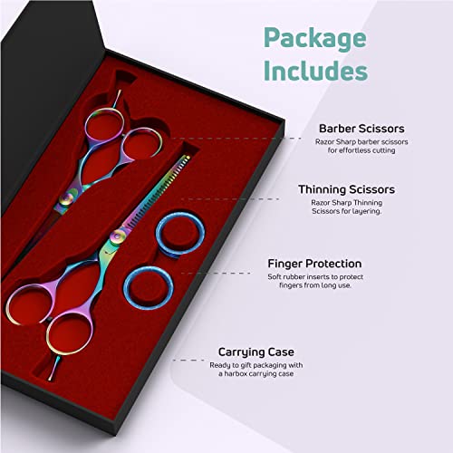 Suvorna 5.5" Hair Cutting Scissors Professional with Thinning Shears for Hair Cutting, Right Hand Professional Hair Scissors, Barber Shears Set, hair shears professional, 2 piece Hair Cutting Shears.