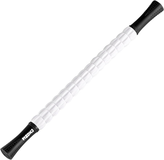MZDXJ Muscle Roller Stick for Athletes - Deep Tissue Fascia Blaster & Roller Massager for Myofascial Pain Relief - Handheld Physical Therapy & Recovery Tool(-Black White-24 inch)