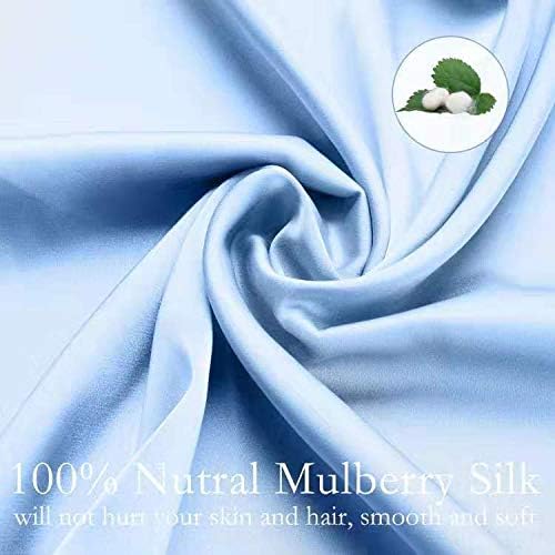 Silk Pillowcase for Hair and Skin 2 Pack 100% Mulberry Silk Bed Pillowcase Hypoallergenic Soft Breathable Both Sides Silk Pillow Case with Hidden Zipper, Pillow Cases (King, Blue)