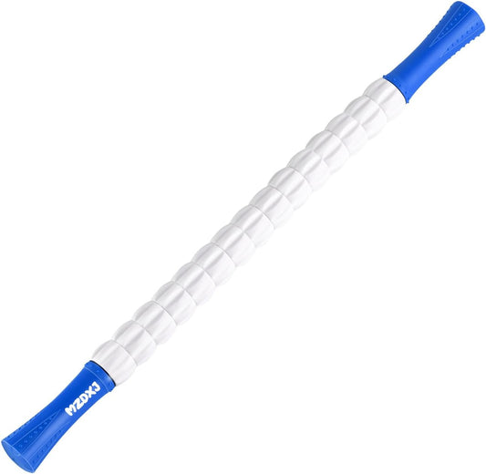 Muscle Roller Stick for Athletes - Deep Tissue Fascia Blaster & Roller Massager for Myofascial Pain Relief - Handheld Physical Therapy & Recovery Tool(Blue White-24 inch)