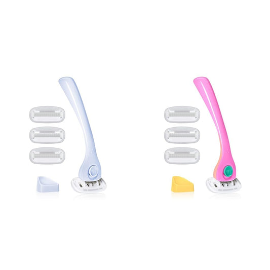 Billie Razors for Women Shave Kit with Women’s Razor, 4 x 5-Blade Razor Refills, Magnetic Holder - Cool Blue and Malibu