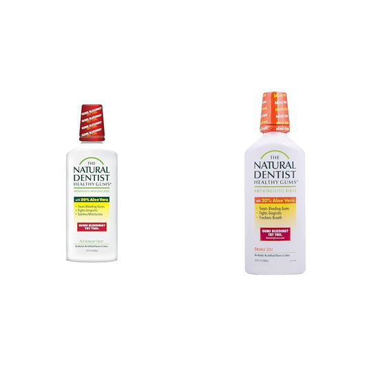 The Natural Dentist Healthy Gums Antigingivitis/Antiplaque Rinse and Orange Zest Flavor Mouthwash Bundle, 16.9 oz Bottles (2 pk)