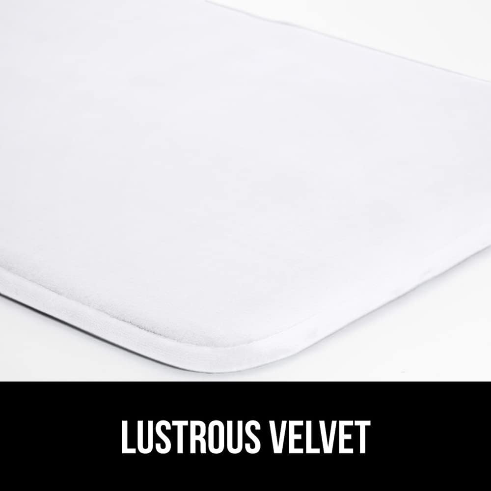 GORILLA GRIP Thick Memory Foam Bath Rugs, Soft Absorbent Velvet Bathroom Mats, Durable Dots on Underside, Machine Washable Bathmat, Carpet Rug Room Decor for Shower Floor, 36x24 Mat, White