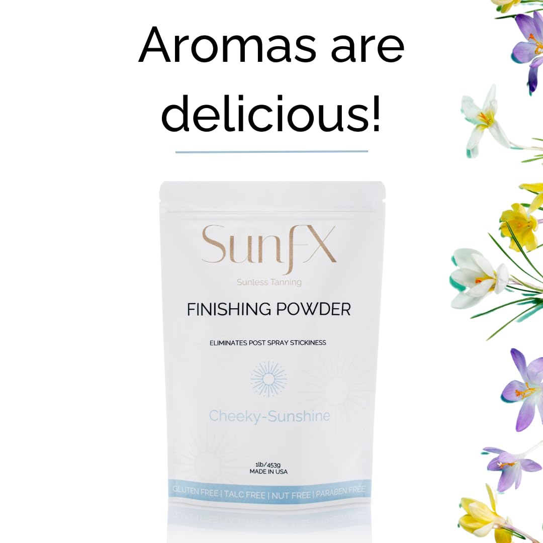 SunFX Post Spray Tan Translucent Finishing Powder | Talc Free | Sunless Tanning Setting Powder | Shimmer | Cheeky-Sunshine - 1lb
