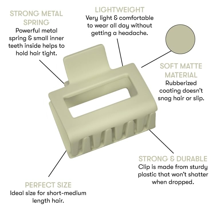 FRAMAR Medium Claw Clip – Hair Claw for Women, Small Claw Clips for Thin Hair, Green Hair Clip 4 Pack