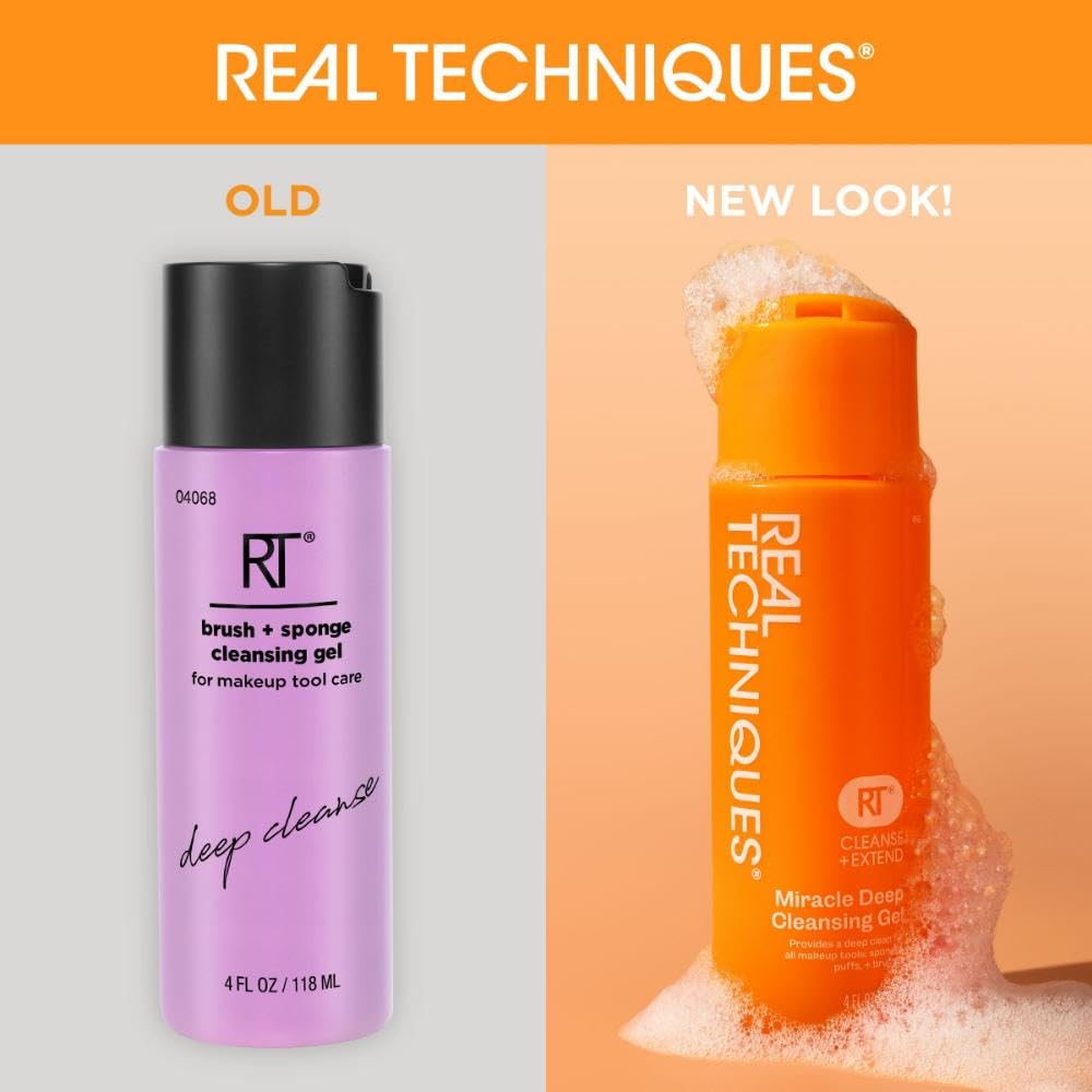 Real Techniques Miracle Deep Cleansing Gel, Makeup Brush & Sponge Cleaner Shampoo for Makeup Tools, Vegan & Cruelty-Free, 4 fl. oz./118 ml Bottle
