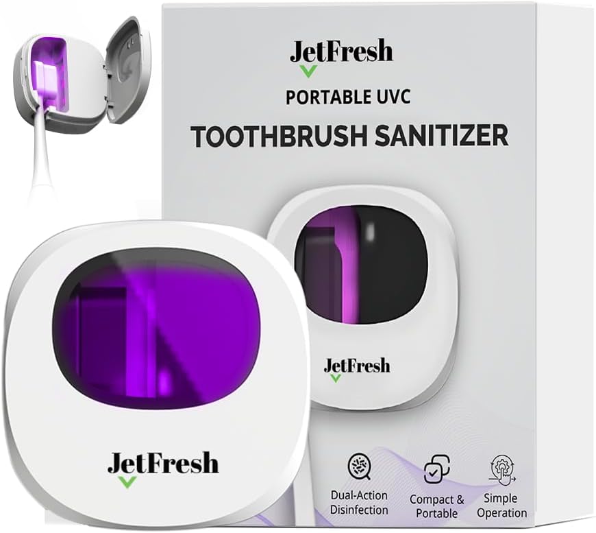 Portable UV Toothbrush Sanitizer Holder & Cleaner with UV Light & Magnetic Mounting - Rechargeable Toothbrush Sanitizer for Travel Cover, Wall Mounted UV Tooth Brush Sanitizer Holder Fits Most Brushes