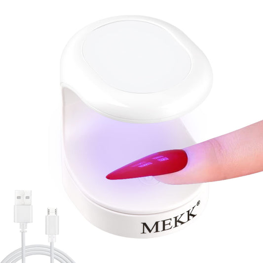 MEKK Mini UV Light for Gel Nails,16W Single Finger UV LED Nail Lamp,Portable Small Professional Flash Cure Lamp,Compact Design for Home and Salon - White