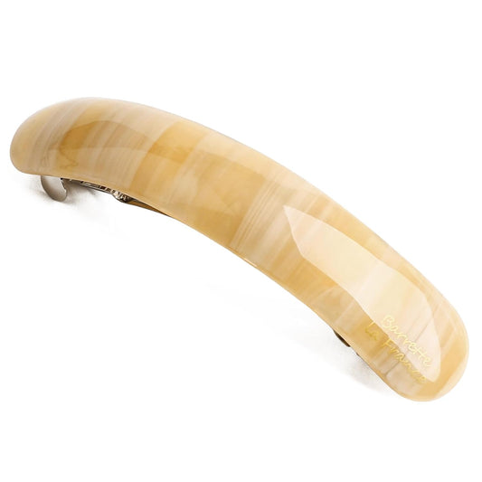 French Large Arc-shaped Adjustable Hair Clip Barrette for Women, Automatic Clasp (Light Coffee)