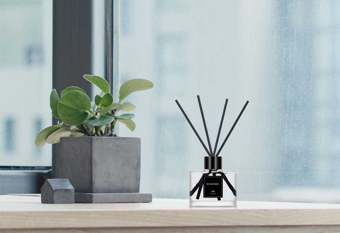 WEALD TRIBE Reed Diffuser Set Of 3 For Bathroom Air Fresheners, Oil Defusers Sticks | Bamboo, Sage & Sea Salt, Sandalwood Ebony Scent(1.7 fl oz Each Pack) Home Fragrance With 12 Sticks | Shelf Decor