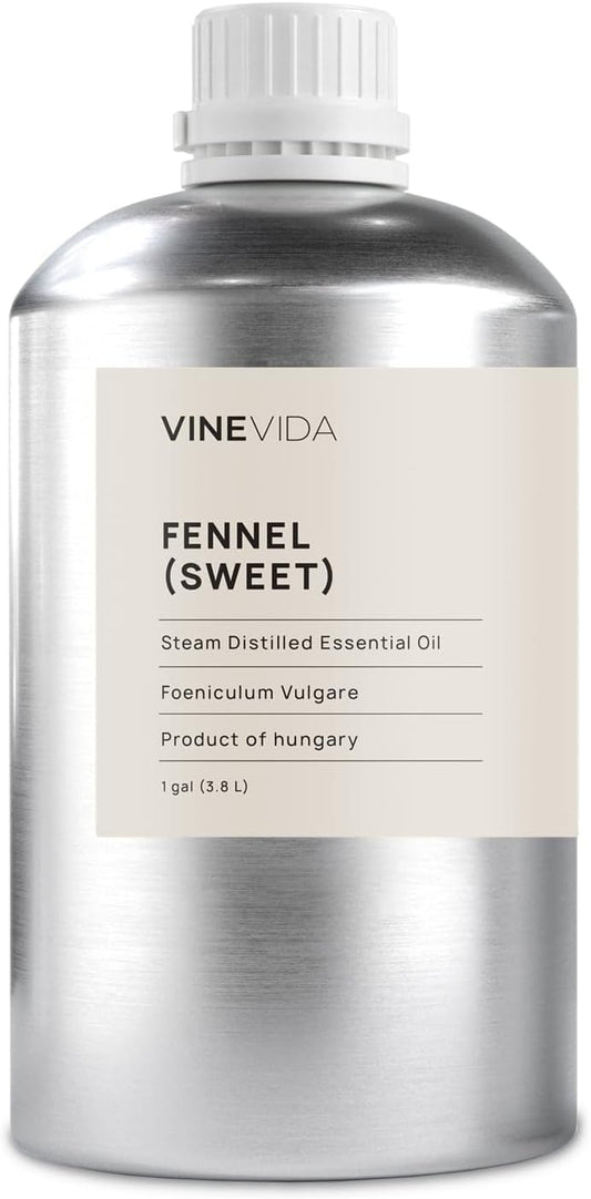VINEVIDA Fennel Essential Oil - Gallon Fennel Oil Undiluted - Bulk Gallon Essential Oil for Soap Making Safe for Skin - DIY Candle Scents for Candlemaking Scents - 8 lbs Fennel Oil 3948.87 ml