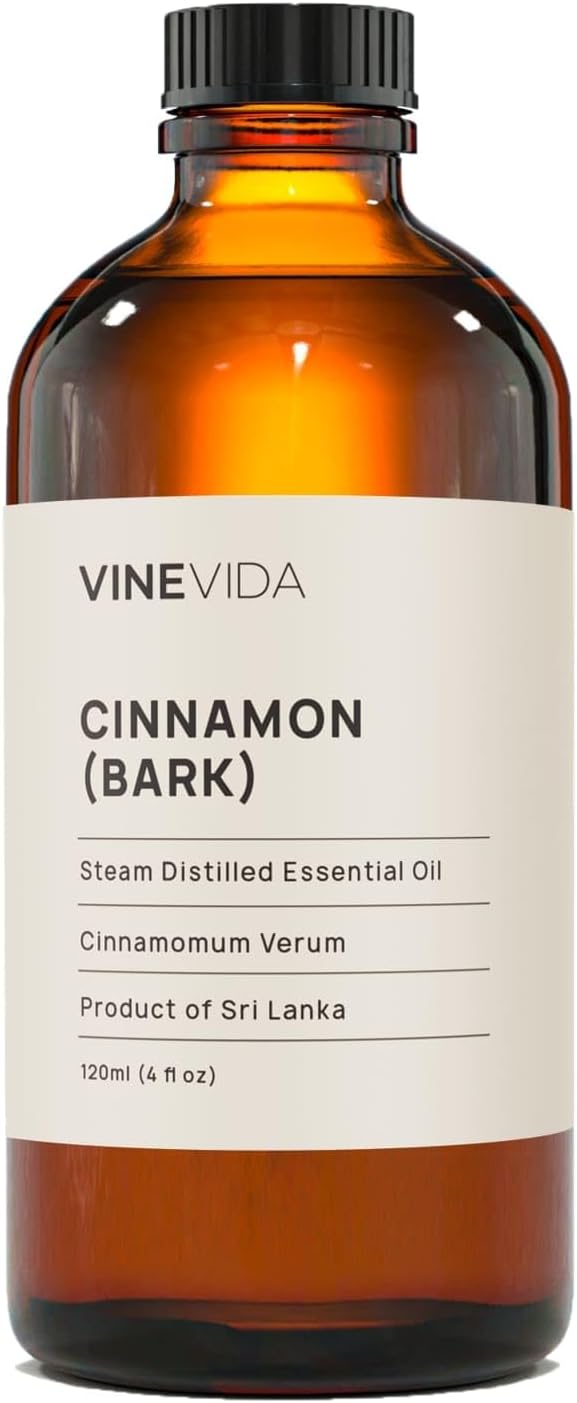 VINEVIDA Cinnamon Bark Essential Oil 4 oz - Undiluted Cinnamon Oil for DIY Candle Scents - Safe for Skin